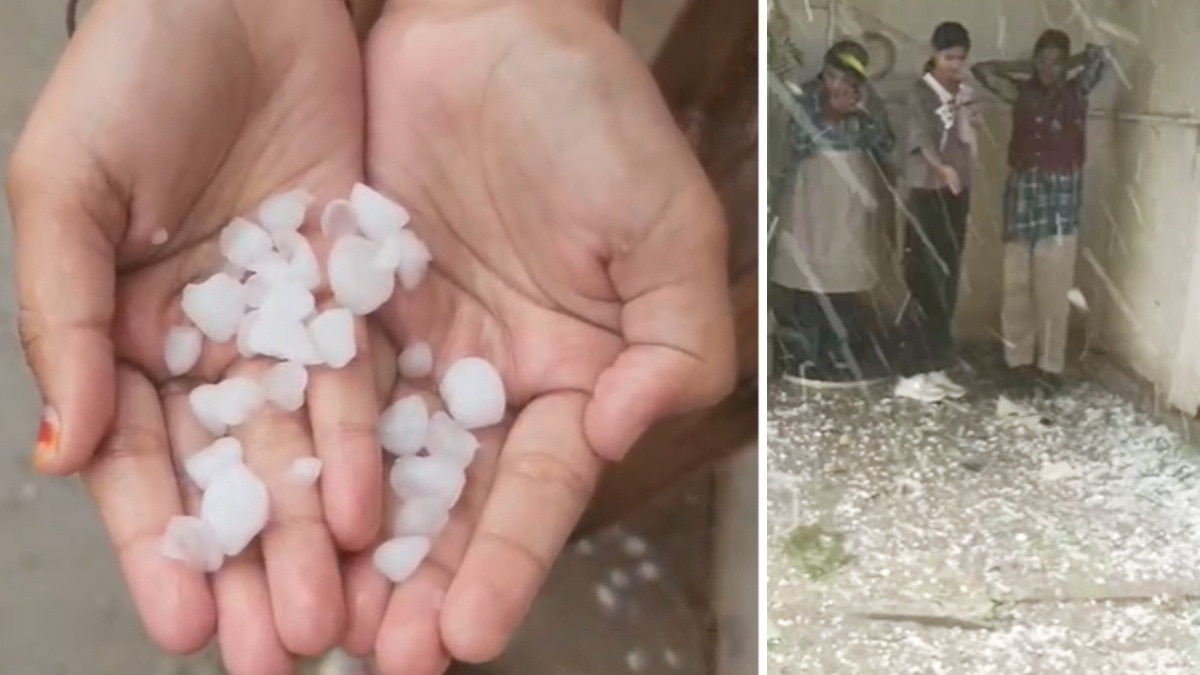 ग्वालियर में ओलों ने बरपाया कहर, दीवार गिरी, दबीं कारें और फूटे शीशे