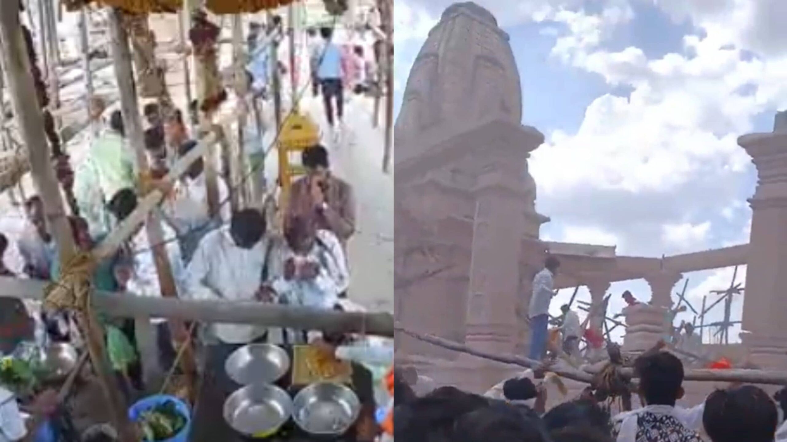 Chilling CCTV Footage Shows Hanuman Temple Roof Collapsing Suddenly In Maharashtra, 6 Devote…