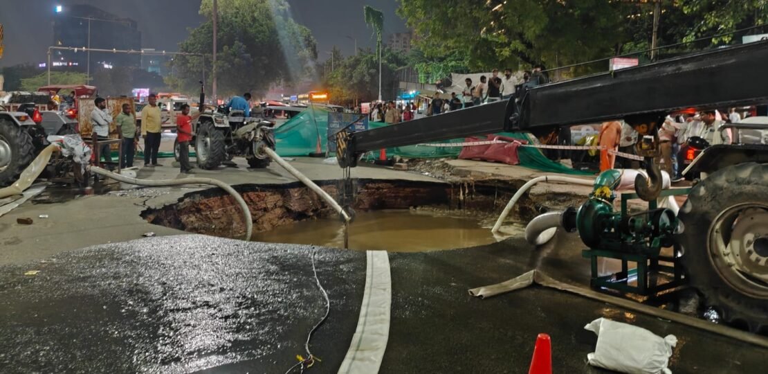 Key Iffco Chowk Road Caves In, Taps Run Dry in Gurgaon