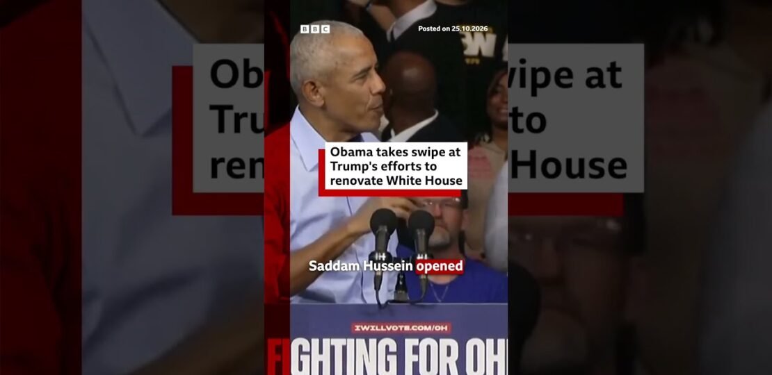 Obama takes a swipe at Trump’s White House renovations on campaign trail. #bbcnewsbanglatoday