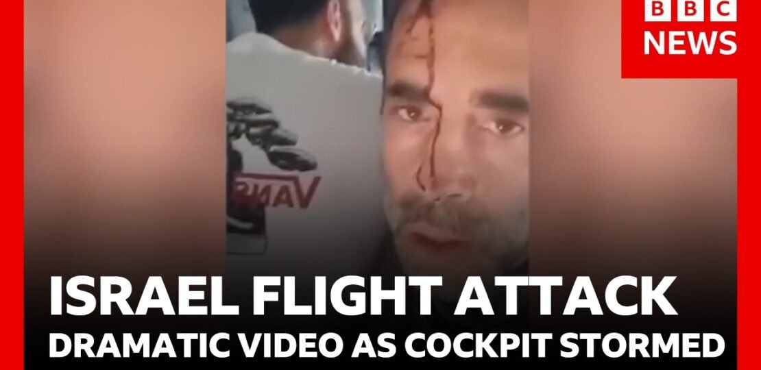 Israel flight attack: dramatic video of passengers tackling pilot “trying to crash plane” | BBC News